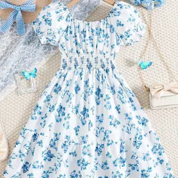 Arshia Fashions Floral Print Cold-Shoulder Fit & Flare Midi Dress-image-83