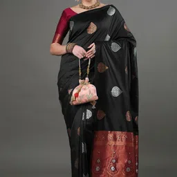 SHOP DROP Woven Design Pure Silk Banarasi Saree-image-55