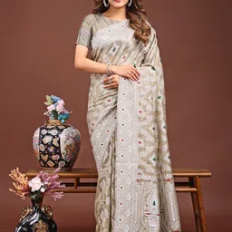 KALINI Woven Design Zari Linen Blend Saree-picture-58