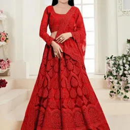 F Plus Fashion Girls Embellished Semi-Stitched Lehenga Set With Dupatta-image-89