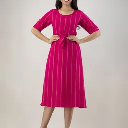 DMP EXPORT Women Striped Thread Work Handloom Kurta-picture-10