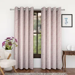 Florida Pink & Grey Black Out Long Door Curtain-26