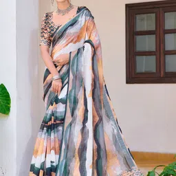 Kalista Printed Pure Cotton Saree-image-26