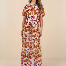Sera Women Floral Printed Round Neck Flared Sleeves Maxi Dress-picture-11