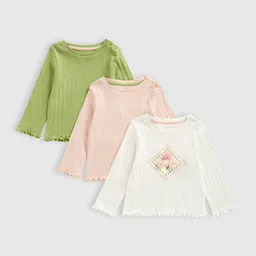 mothercare Girls Pack Of 3 Solid Pure Cotton T-shirts-picture-12
