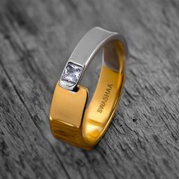 SWASHAA Caravan Stainless Steel Gold-Plated Cubic Zirconia Stone-Studded Finger Ring-image-70