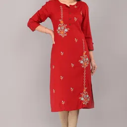 Mehsoos Floral Embroidered Thread Work Straight Kurta-picture-14