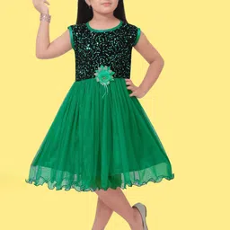 FASSY Girls Embellished Sequined Fit & Flare Dress-image-90