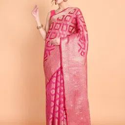 Areca Designer Ethnic Motifs Zari Organza Banarasi Saree-image-39