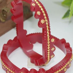 SATTIK Women Red Pack of 2 Plastic Gold-Plated Shakha Pola Bangles-image-64
