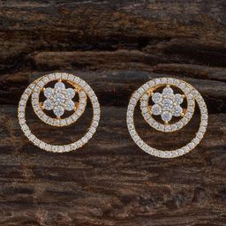 Kushal's Fashion Jewellery Gold-Plated Party Zircon Floral Studs Earrings-image-97