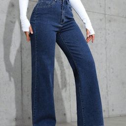 NU CLOTHS Women Jean Wide Leg High-Rise Stretchable Jeans-image-99