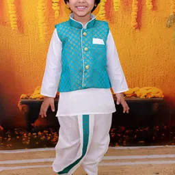 BownBee Boys Mandarin Collar Regular Straight Kurta with Dhoti Pants-15