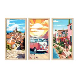 ArtVibes Blue & Green 4 Pieces Printed Wooden Paintings Wall Art-image-72