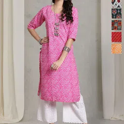 7Threads Women Ethnic Motifs Printed Gotta Patti Floral Crepe Kurta-image-77