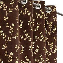 IVAZA Single Coffee Brown Black Out Door Curtain-image-21