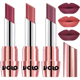 VOLO Set Of 3 Creme Matte Lipstick 3.5g Each - Plum 631-Cherry 632-Light Peach 636-97