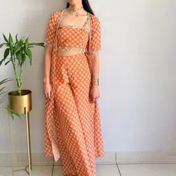 LABEL KANUPRIYA Printed Top, Jacket & Palazzos Co-Ord Set-picture-50