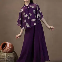 Sangria Girls Printed Fit & Flare Maxi Dress-image-59