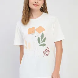 Mast & Harbour Women Graphic Printed Round Neck Cotton Relaxed Fit T-shirt-picture-11