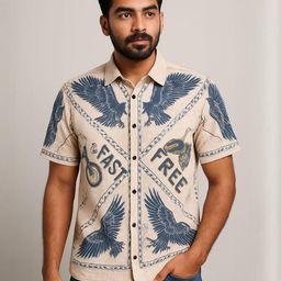 VS MALL Men Pink Soft Half-Sleeve Printed Casual Shirt-picture-23