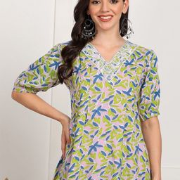 PURVIJA KURTIES Women Floral Printed V-Neck Top-picture-26