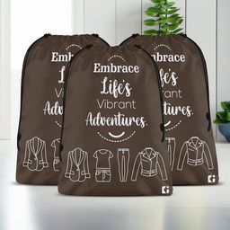 Kuber Industries Brown & White 3 Pieces Cloth Travel Organisers-89