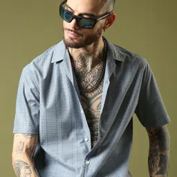 Voroxy Men Self Design Relaxed Regular Fit Wrinkle Free Casual Shirt-image-131