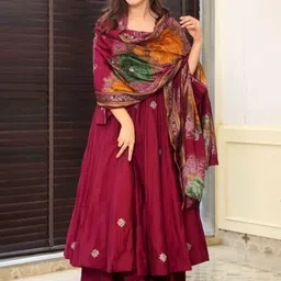 ZIRVI Women Embroidered Anarkali Kurta Set-picture-55