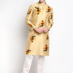 DEVOILER Floral Printed Regular Art Silk Straight Kurta-10