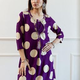 Indo Era Women Printed Regular Beads and Stones A-Line Kurta with Palazzos-image-3