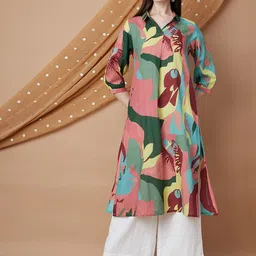 Melange by Lifestyle Women Abstract Printed Daily Cotton Straight Kurta-31
