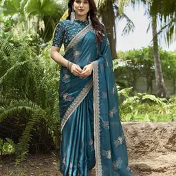 The Textile Hub Ethnic Motifs Embroidered Sequinned Saree-picture-31