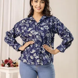 SZN Women Blue Cotton Printed Tops-picture-18