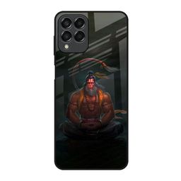 QRIOH Lord Hanuman Printed Samsung Galaxy M53 5G Glass Back Case Mobile Accessories-image-46