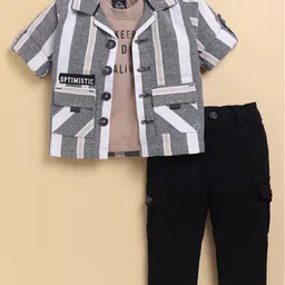 LITTLE COLLARS Boys Printed T-shirt and Shirt with Trousers-image-48