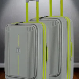 Nasher Miles Alexandria Polypropylene Set of 2 M/L Grey Green Trolley Bags (65-75 cm)-20