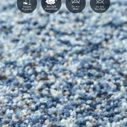 OBSESSIONS Grey & Blue Geometric Rectangular Antistatic Non Slip Bedside Floor Runner image 3