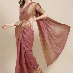 KAVINDI Floral Embroidered Silk Cotton Saree-image-36