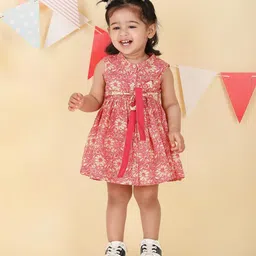 Fabindia Girls Print Fit and Flare Dress-29