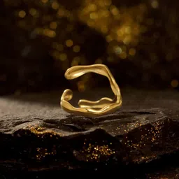 Yellow Chimes Gold-Plated  Chunky Statement Style Adjustable Finger Ring image 2