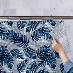 ArtzFolio Grey & Blue Printed Shower Curtains-image-87