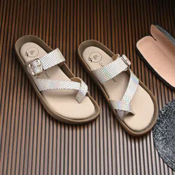 Egoss Women Printed Open Toe Flats With Buckles-image-2