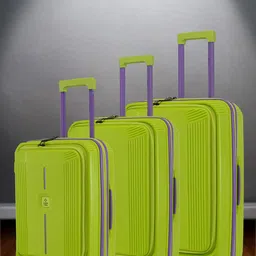 Nasher Miles Alexandria Polypropylene Set of 3 S/M/L Green Purple Trolley Bags 55-65-75 cm-23