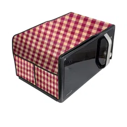 Waterproof & Dustproof PVC Microwave Oven Top Cover with 4 Utility Pockets Plai-image-59