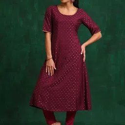 Sangria Ethnic Motifs A-Line Kurtas-picture-22