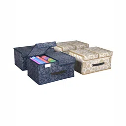 Aura White & Navy Blue 4 Pieces Foldable Drawer Organisers-11