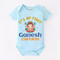 BLUSHES Infants Ganesh Chaturthi Printed Pure Cotton Bodysuit-image-89