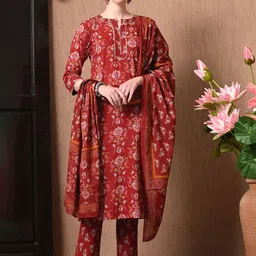 Anouk Women Floral Printed Regular Pure Cotton Kurta with Trousers & With Dupatta-22