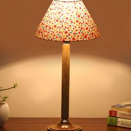 Devansh White & Pink Wooden Frustum Shaped Table Lamp-image-87
